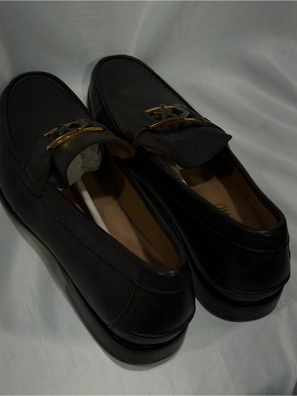 Salvatore Ferragamo Brown Leather Loafers with Gold Logo Hardware